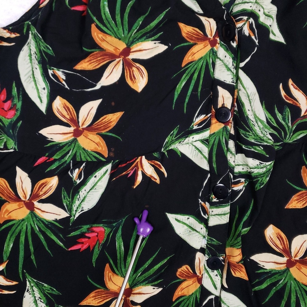 Purple Rain Sleeveless Button Dress 3X Black Tropical Core Resort Wear Boho Chic - Picture 9 of 11
